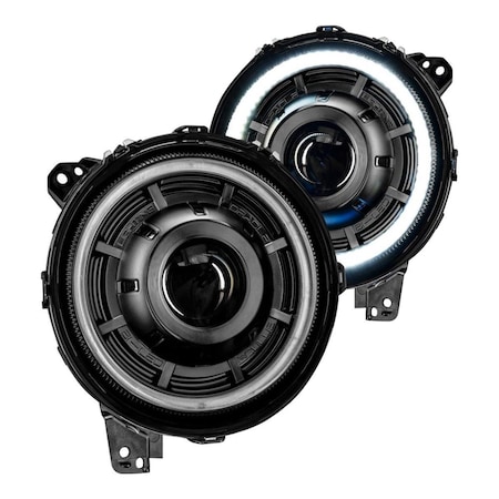Oracle Lighting 18-C Round Black Oculus Halo Projector Bi-LED Headlights - 7 in. ORL5839-504